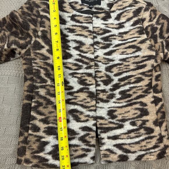 Ann Taylor Virgin Wool Blend Brown Leopard Print Jacket XS - Picture 9 of 11